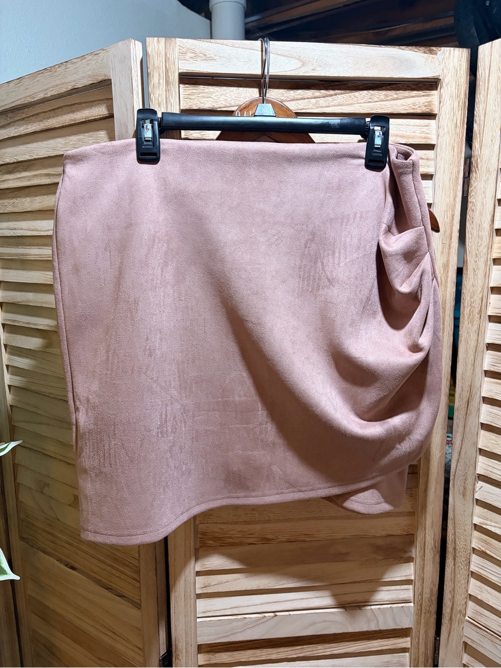 Faux Suede Mini Skirt in Dusty Rose